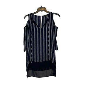 The Limited Womens Cut Shoulder Top‎ Size XS Navy Blue With White Stripes Lined